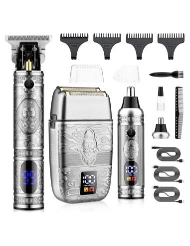 Cortadora de Cabello Saoilli 933 Plata con Batería y Peines