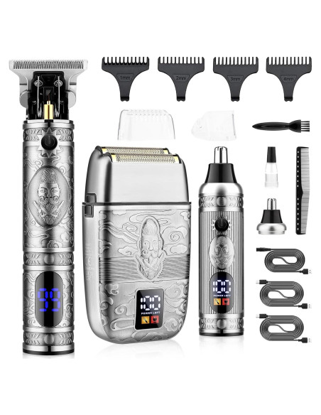 Cortadora de Cabello Saoilli 933 Plata con Batería y Peines