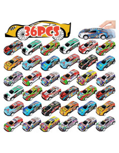 Paquete de 36 coches de juguete retroceso metal 6.35 cm