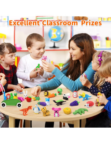 Gomas de Borrar 3D Arscniek - 40 Piezas Animales y Comida