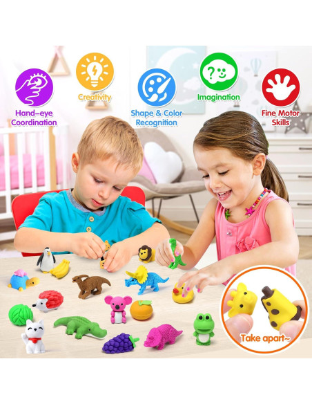 Gomas de Borrar 3D Arscniek - 40 Piezas Animales y Comida