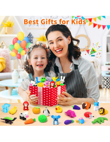 Gomas de Borrar 3D Arscniek - 40 Piezas Animales y Comida