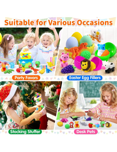 Gomas de Borrar 3D Arscniek - 40 Piezas Animales y Comida