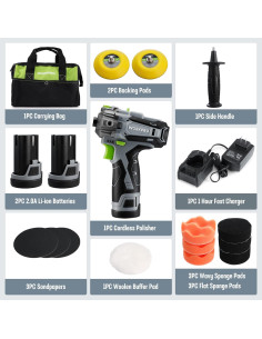 Pulidor Inalámbrico WORKPRO 12V Mini 3" con 2 Baterías 2