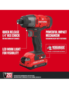 Destornillador de Impacto CRAFTSMAN 20V MAX 1/4" 2800 RPM 2