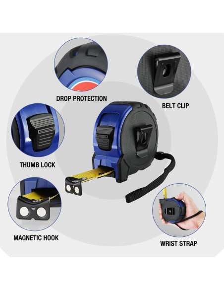 Cinta Métrica WORKPRO 7.6M con Gancho Magnético y Bloqueo