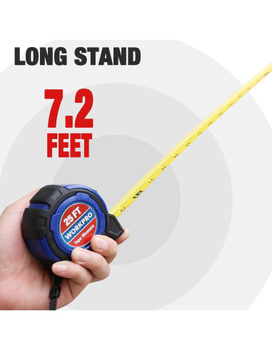 Cinta Métrica WORKPRO 7.6M con Gancho Magnético y Bloqueo