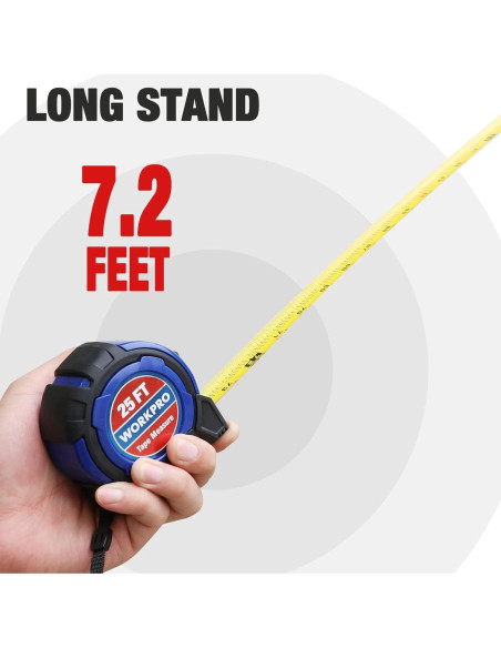 Cinta Métrica WORKPRO 7.6M con Gancho Magnético y Bloqueo
