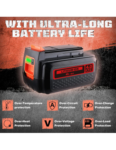 Batería de Litio 40V MAX 4.0Ah Black and Decker Compatible