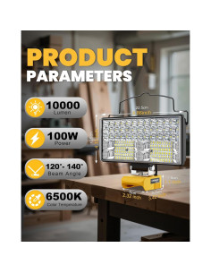 Luz de Trabajo LED Inalámbrica LIVOWALNY 100W 10000LM 20V 2
