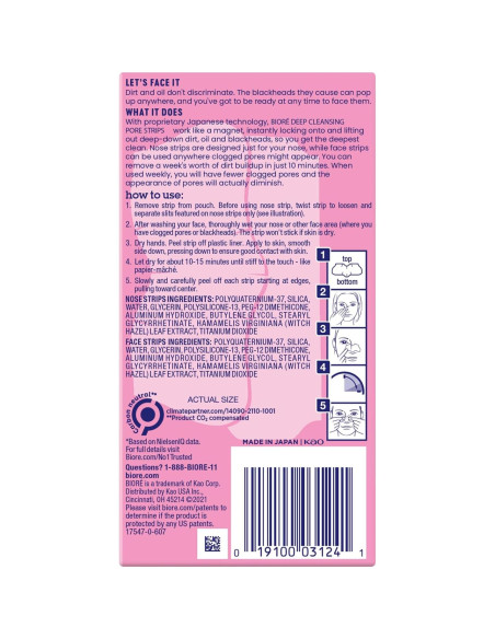 Bioré Tiras Removedoras de Puntos Negros para Nariz y Cara - 14 Unidades