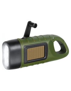 Linterna de Mano SEANCHEER Solar y Manivela Verde 12x4.5cm