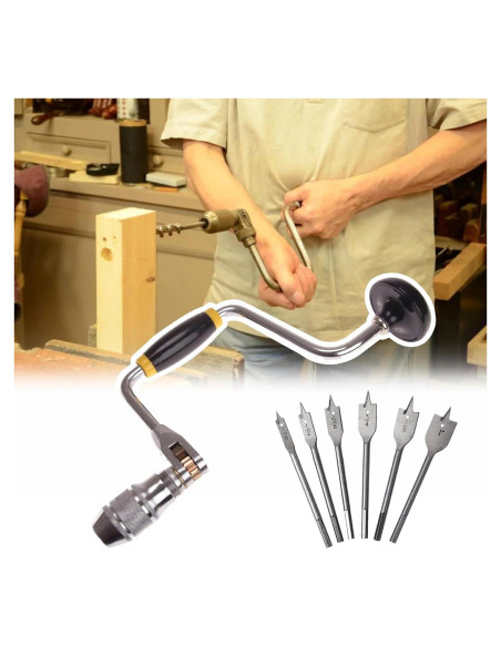 Taladro de Manivela Carpintero YEBOOCA 30.48 cm + 6 Brocas