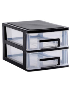 Organizador de Almacenamiento STOBOK con 2 Cajones Plástico Negro