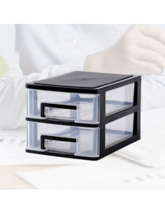 Organizador de Almacenamiento STOBOK con 2 Cajones Plástico Negro 2