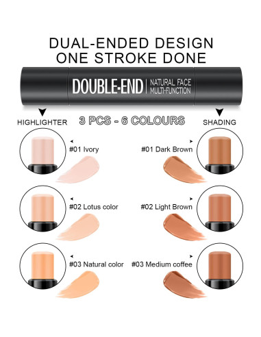 Kit de Maquillaje en Barra Meilury Doble Cara 6 Colores