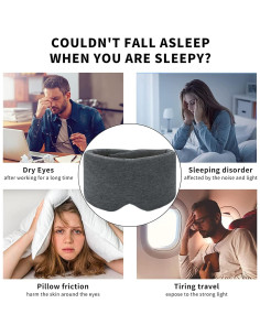 Máscara de Sueño SUWEISHI Algodón 100% Ajustable Negro 2