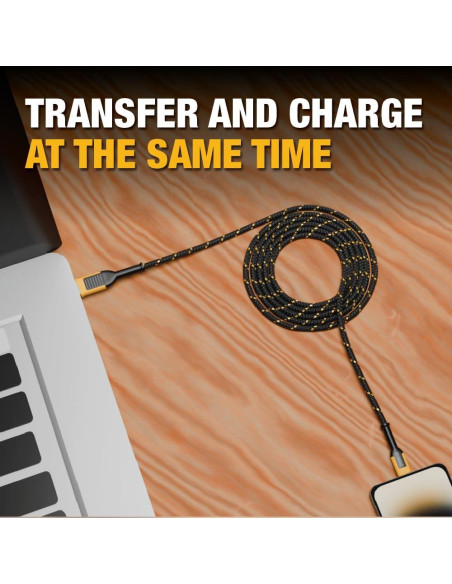 Cable USB C DEWALT 1.22m alta resistencia 60W carga rápida Cable USB C DEWALT 1.22m alta resistencia 60W carga rápida