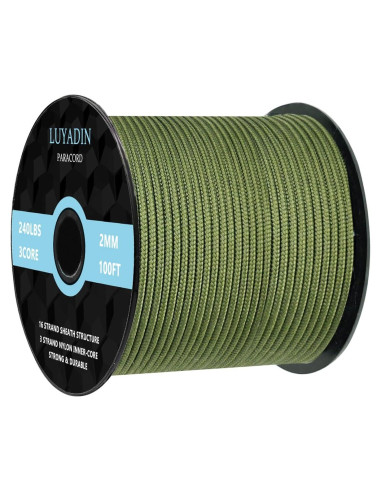 Cuerda Paracord 240lb 30.48m Verde Militar Nylon 2mm