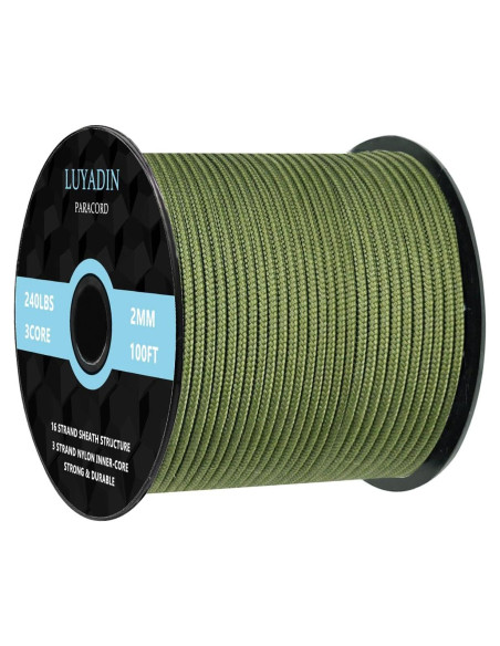 Cuerda Paracord 240lb 30.48m Verde Militar Nylon 2mm