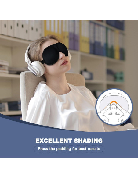 Máscara de Sueño 3D YOUIGE Negra, Antifaz Contorneado Sin Presión