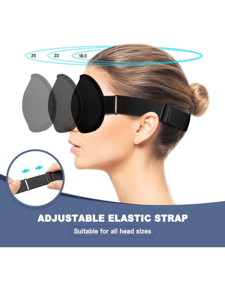 Máscara de Sueño 3D YOUIGE Negra, Antifaz Contorneado Sin Presión