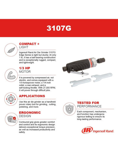 Amoladora de Aire Ingersoll Rand 3107G 1/4" Ergonómica 27000 RPM