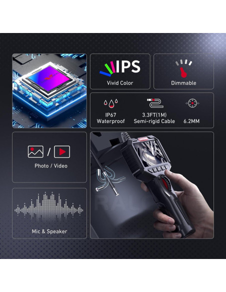 Borescopio Articulado Ralcam 6.2mm HD con Luz 1.0m