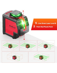 Nivel Láser Verde Elikliv 5 Líneas 2 Puntos de Plomada 360 2