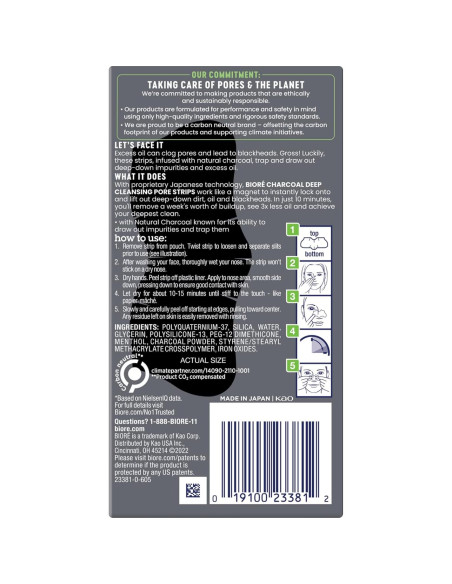 Tiras Nasales Biore de Limpieza Profunda con Carbón - 18 Unidades