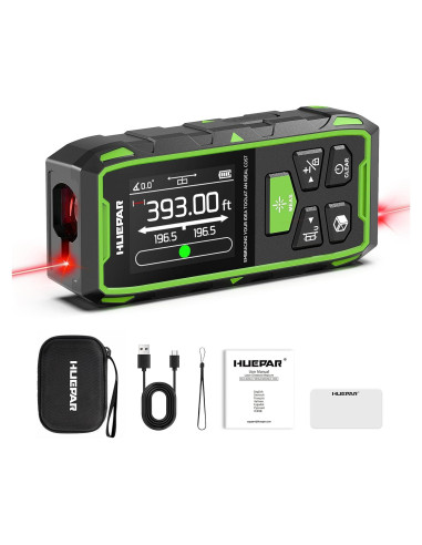 Medidor de Distancia Láser Doble Huepar 120M Recargable