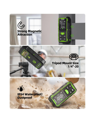 Medidor de Distancia Láser Doble Huepar 120M Recargable