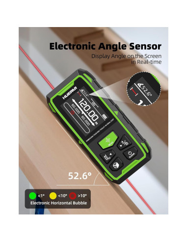 Medidor de Distancia Láser Doble Huepar 120M Recargable