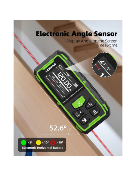 Medidor de Distancia Láser Doble Huepar 120M Recargable