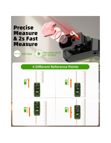 Medidor de Distancia Láser Doble Huepar 120M Recargable