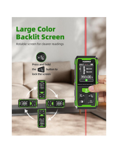 Medidor de Distancia Láser Doble Huepar 120M Recargable