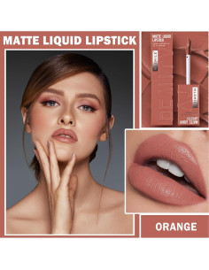 Lápiz Labial Líquido Mate QIUFSSE 02 Naranja Resistente 2