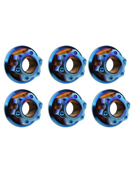 Tuerca de Flange Titanio Wanyifa M6 6 Piezas Azul Fuego Tuerca de Flange Titanio Wanyifa M6 6 Piezas Azul Fuego