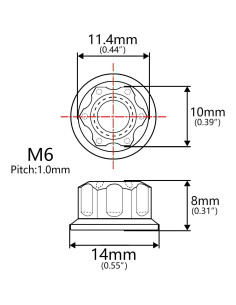 Tuerca de Flange Titanio Wanyifa M6 6 Piezas Azul Fuego 2