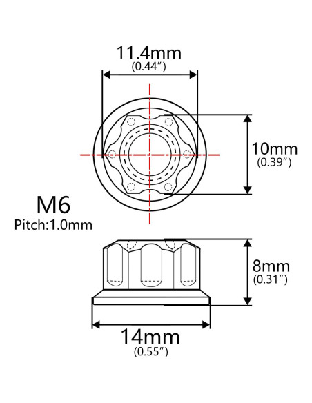 Tuerca de Flange Titanio Wanyifa M6 6 Piezas Azul Fuego Tuerca de Flange Titanio Wanyifa M6 6 Piezas Azul Fuego