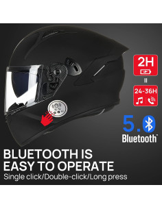 Casco de Moto ILM X9 Bluetooth Doble Visor Negro Mate S 2