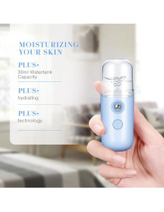 Humidificador Facial Portátil Honoson 30 ml USB Negro y Azul 2