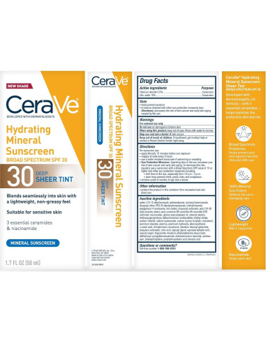 CeraVe Protector Solar Mineral Hidratante SPF 30 Tono Transparente 48g
