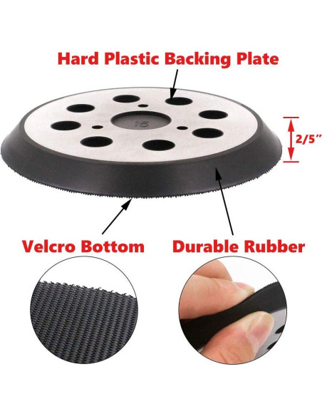 Almohadilla de Lazo y Gancho 5" Superior RSP26 para Lijadoras