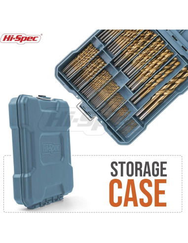 Juego de Brocas Hi-Spec 99 Piezas HSS para Metal y Madera