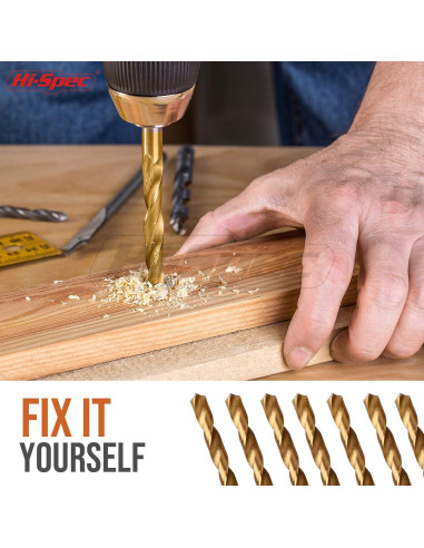 Juego de Brocas Hi-Spec 99 Piezas HSS para Metal y Madera