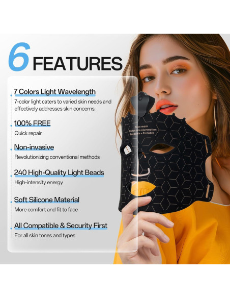 Máscara Facial de Luz Roja Inalámbrica Facego - 7 Colores Máscara Facial de Luz Roja Inalámbrica Facego - 7 Colores