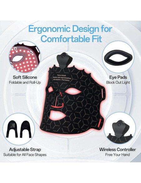 Máscara Facial de Luz Roja Inalámbrica Facego - 7 Colores Máscara Facial de Luz Roja Inalámbrica Facego - 7 Colores