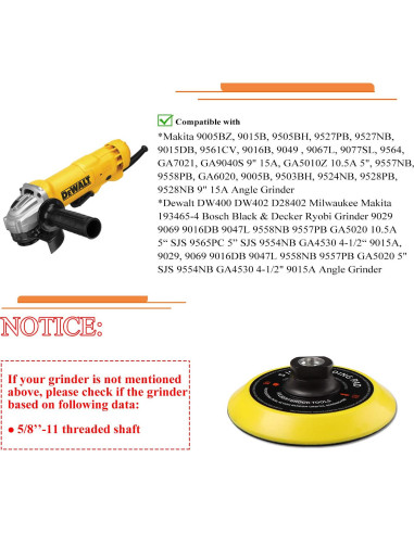 Placa de respaldo 5" Hilbertbrook para amoladora 5/8-11