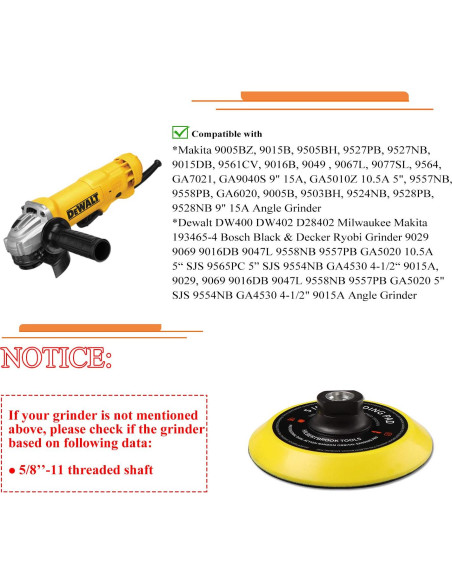 Placa de respaldo 5" Hilbertbrook para amoladora 5/8-11